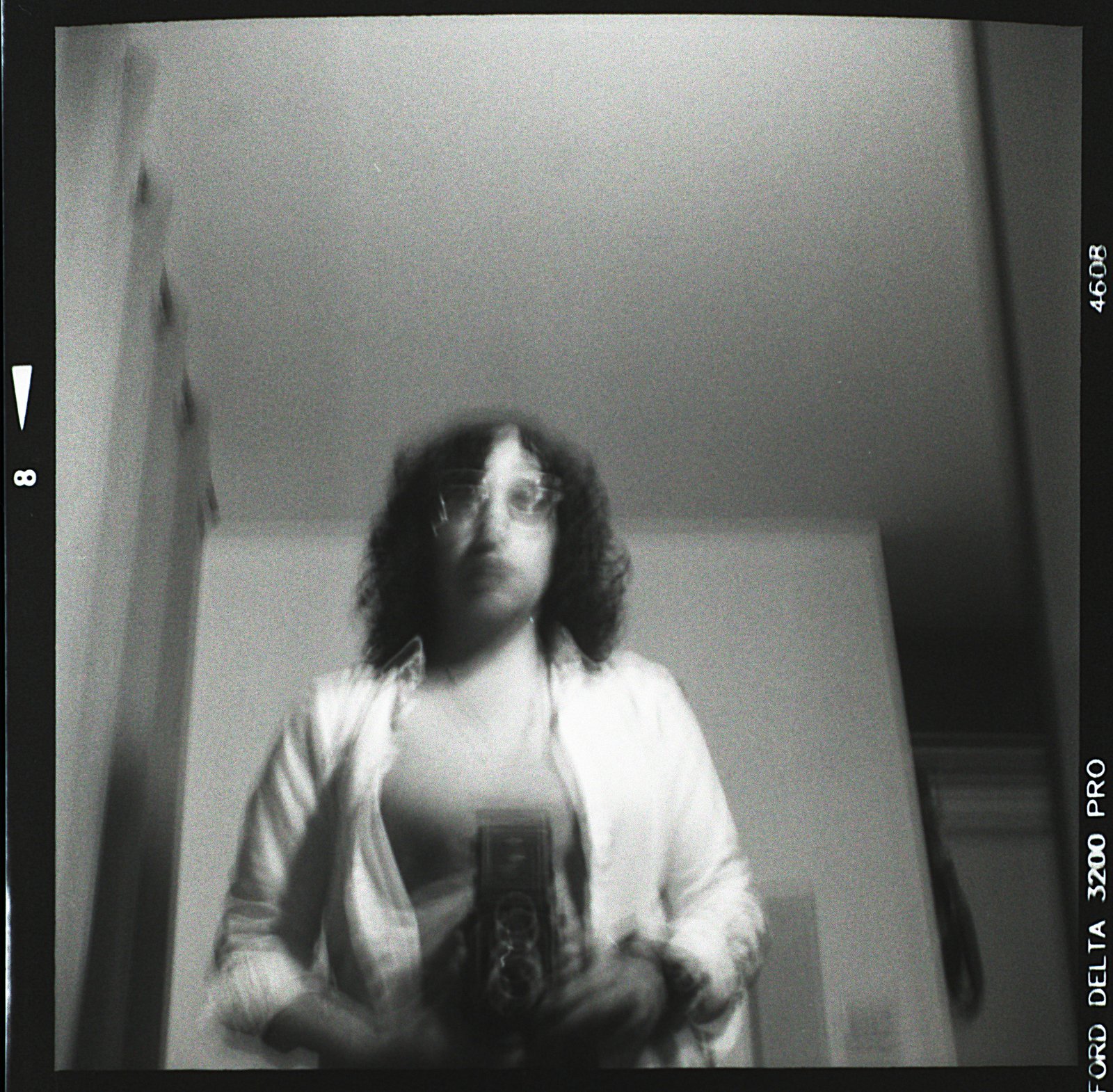 Blurred self-portrait, motion across the frame