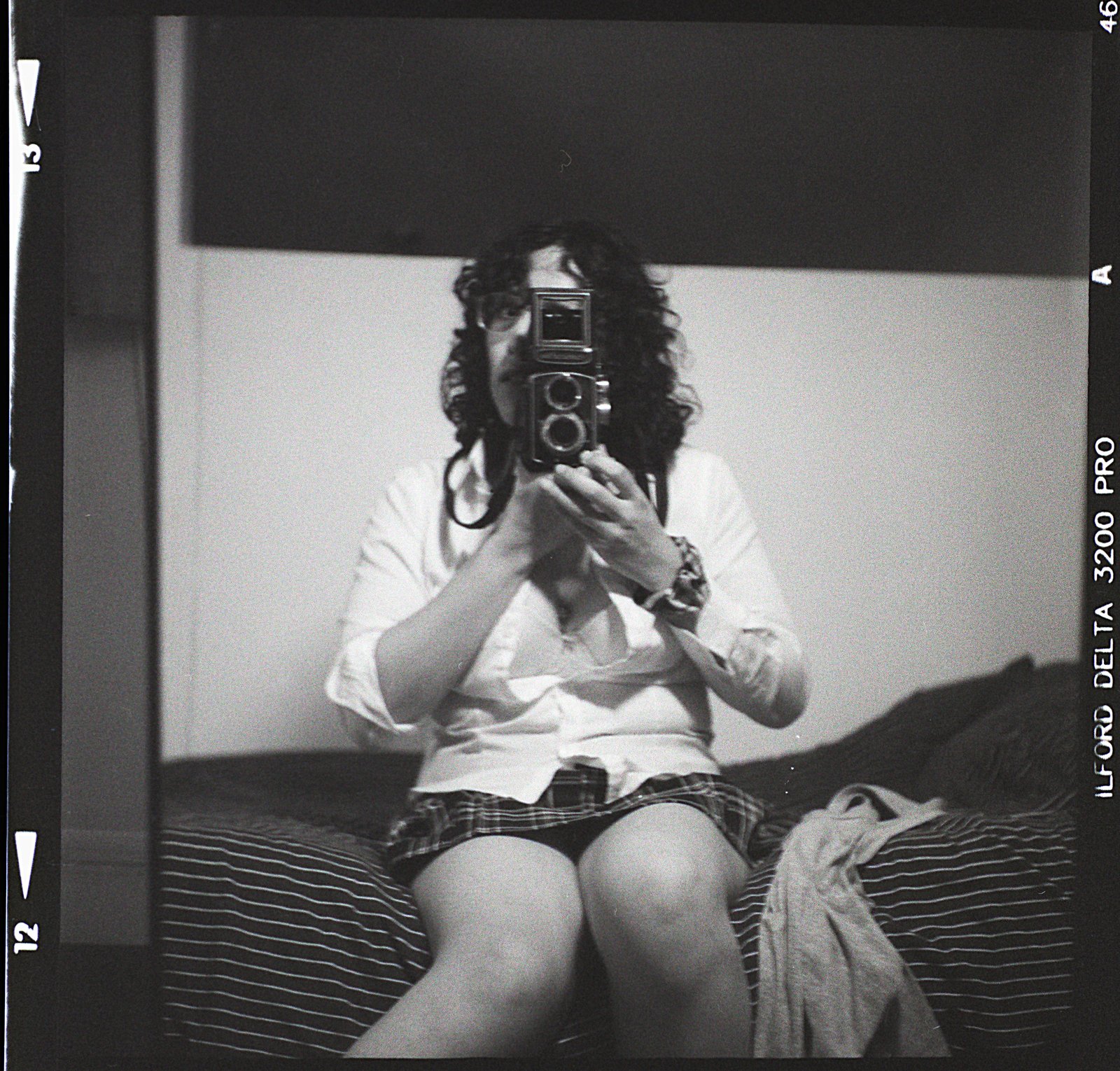 Self-portrait with the camera, deliberate framing